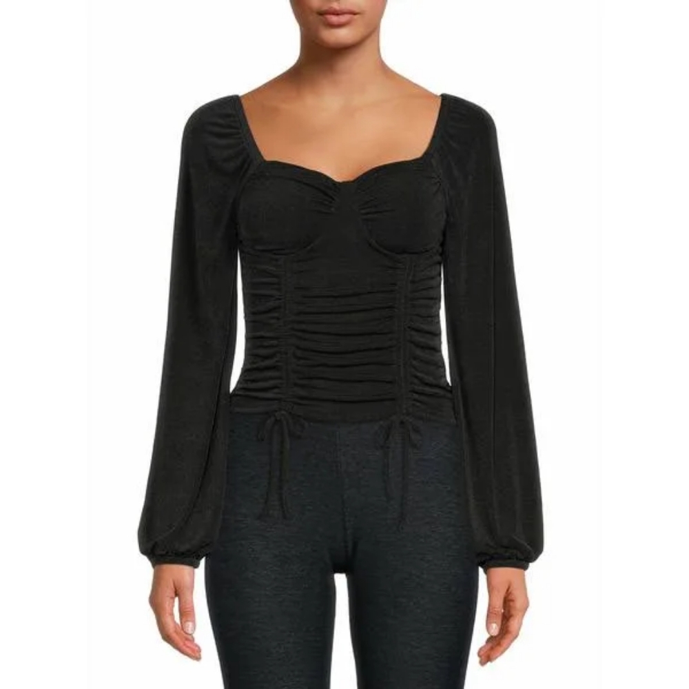 No Boundaries Juniors' Ruched Peasant Top NWT L